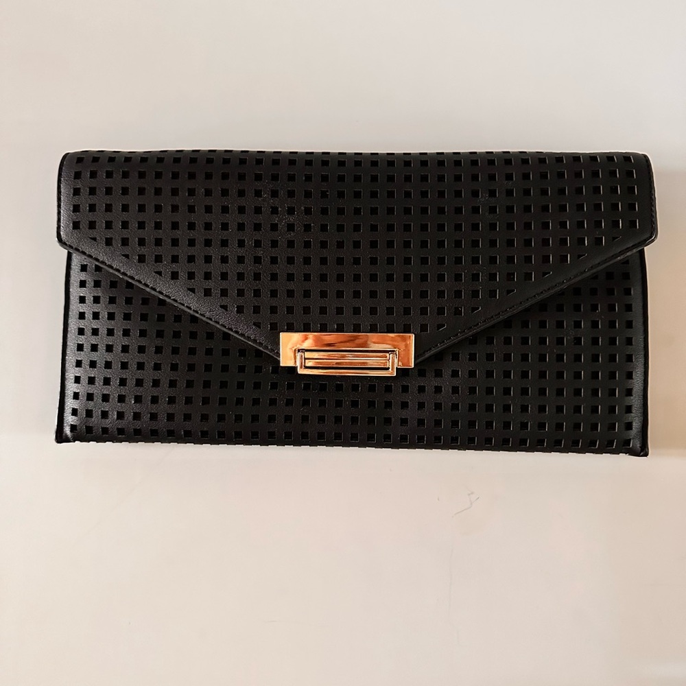 Elegant Black Clutch Bag. Laser cut pattern